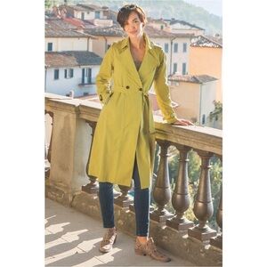 Soft Surroundings Brixton Lemongrass cotton trench coat Size Small